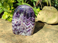 Polished Deep Purple Chevron Amethyst Standing Free Form x 1 from Ankazobe, Madagascar