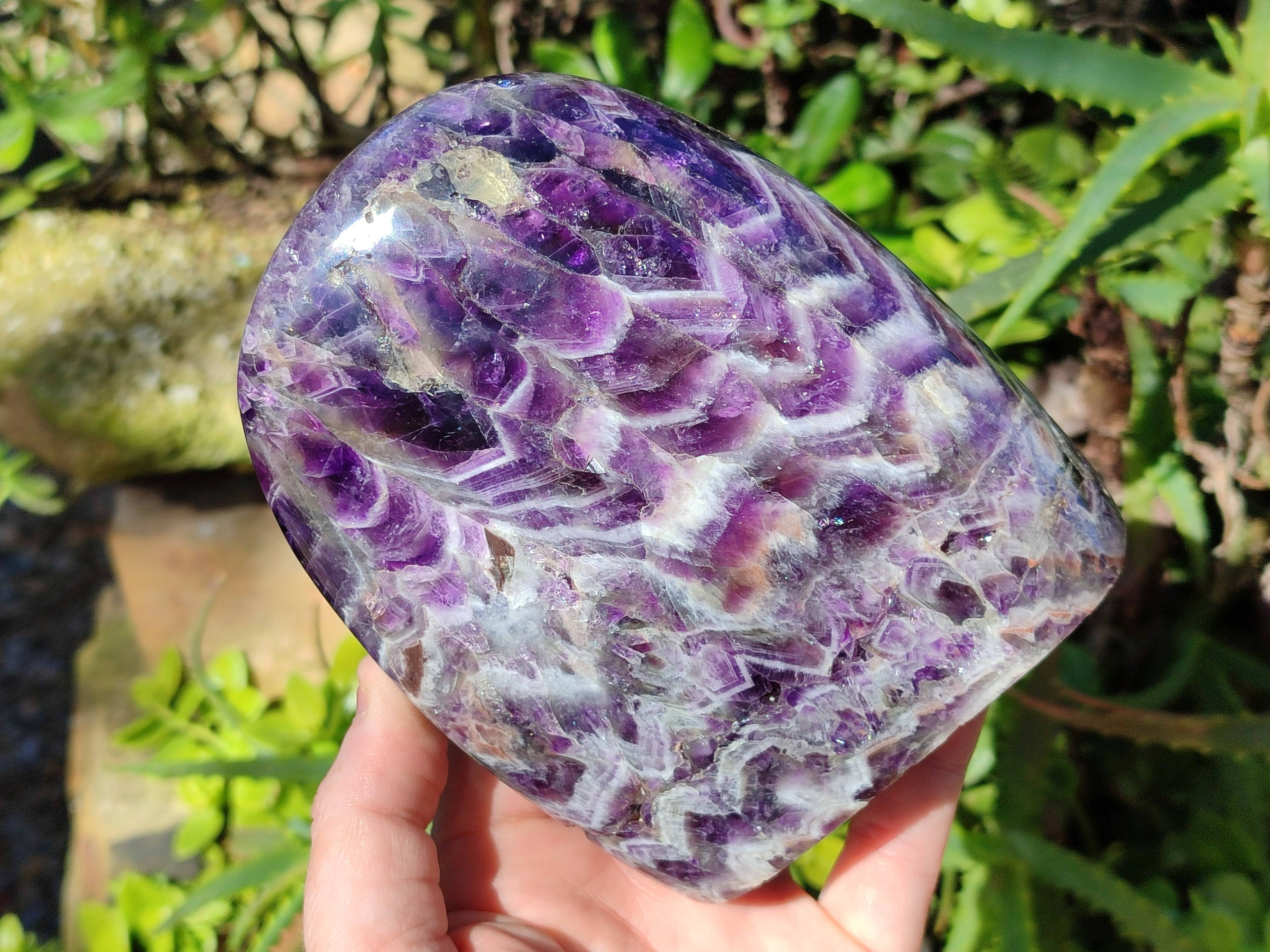 Polished Deep Purple Chevron Amethyst Standing Free Form x 1 from Ankazobe, Madagascar - Toprock Gemstones and Minerals 