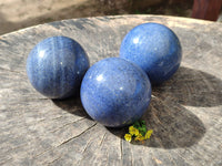 Polished Lazulite Spheres x 3 From Madagascar