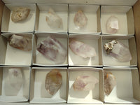 Natural Clear Smokey Window Quartz Crystals x 12 From Brandberg, Namibia