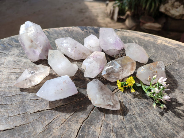 Natural Clear Smokey Window Quartz Crystals x 12 From Brandberg, Namibia