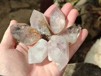 Natural Clear Smokey Window Quartz Crystals x 12 From Brandberg, Namibia