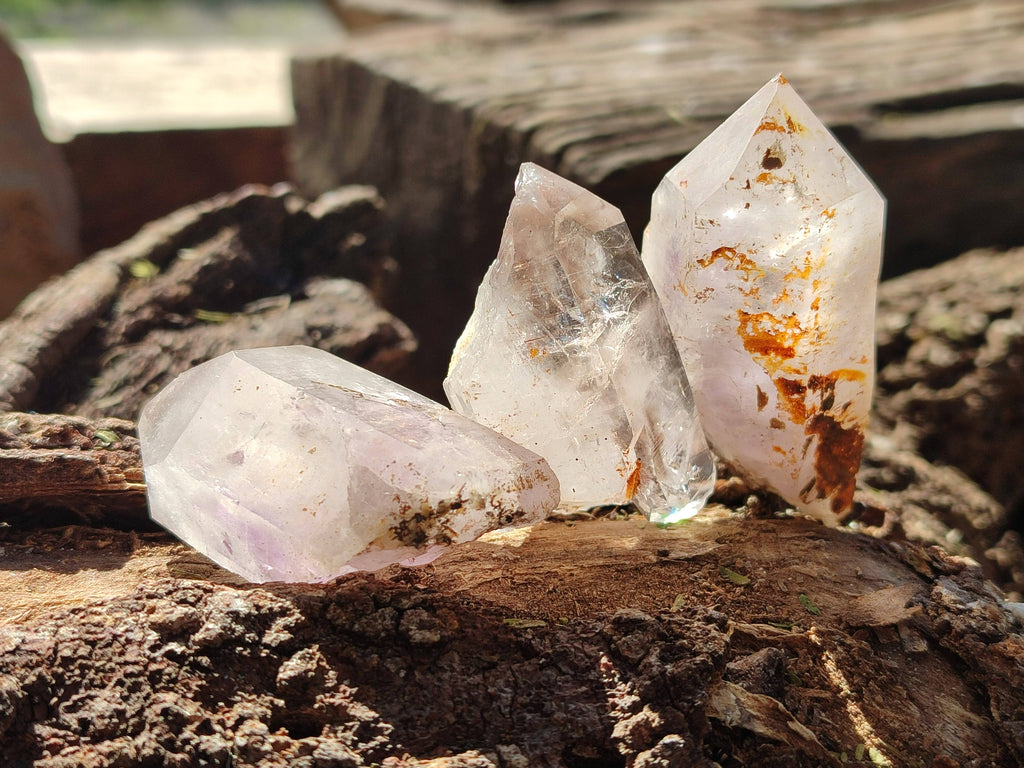 Natural Clear Smokey Window Quartz Crystals x 12 From Brandberg, Namibia - Toprock Gemstones and Minerals 