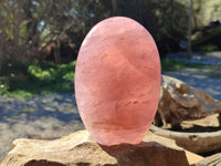 Polished Gemmy Deep Pink and Lavender Rose Quartz Standing Free Forms x 2 Madagascar - Toprock Gemstones and Minerals 