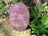 Polished Gemmy Deep Pink and Lavender Rose Quartz Standing Free Forms x 2 Madagascar - Toprock Gemstones and Minerals 