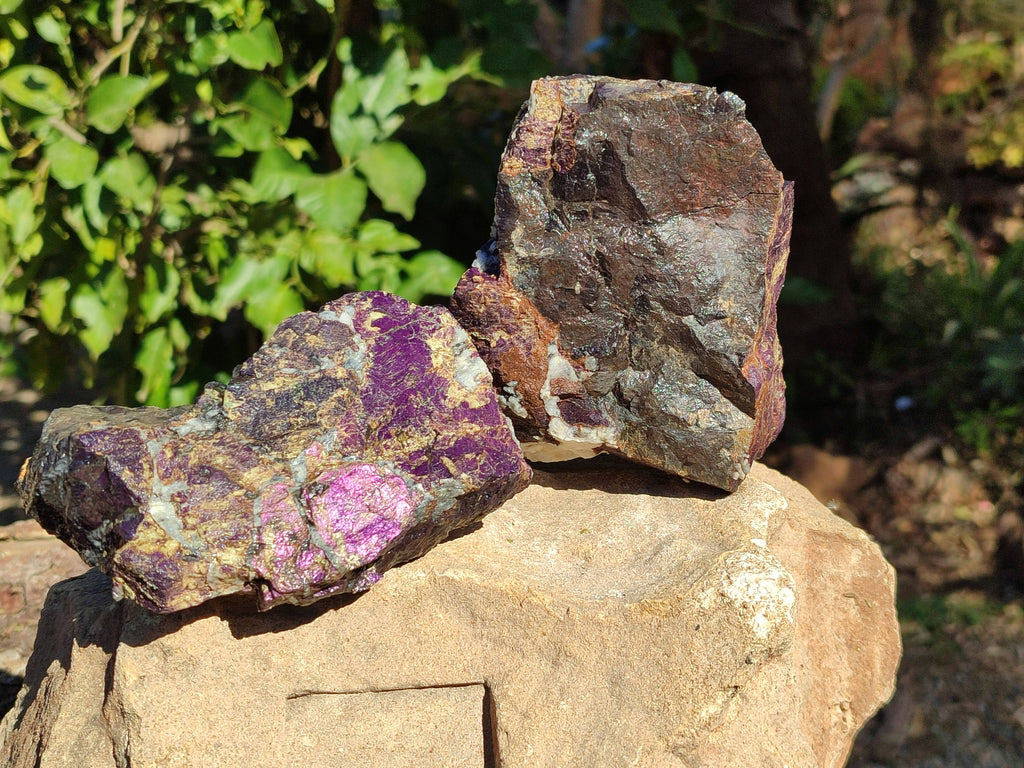 Natural Metallic Purpurite Cobbed Specimens x 3 From Erongo, Namibia - Toprock Gemstones and Minerals 