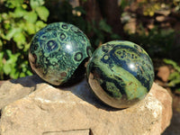 Polished Fossilized Stromatolite Jasper Spheres x 4 From Katsepy, Madagascar