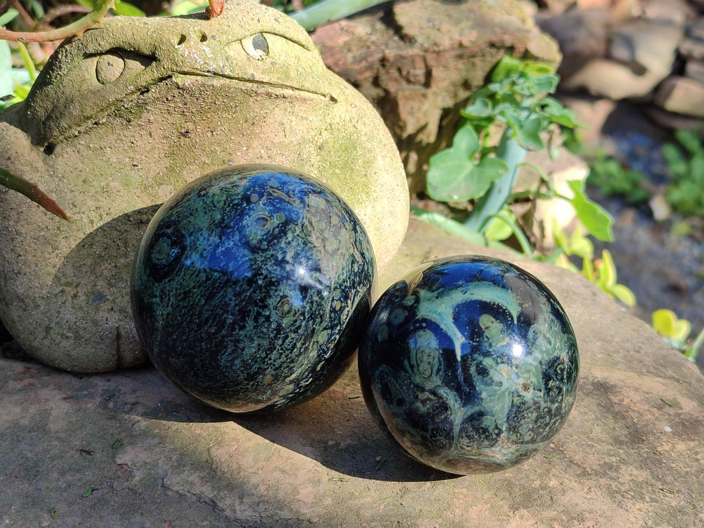 Polished Fossilized Stromatolite Jasper Spheres x 4 From Katsepy, Madagascar - Toprock Gemstones and Minerals 