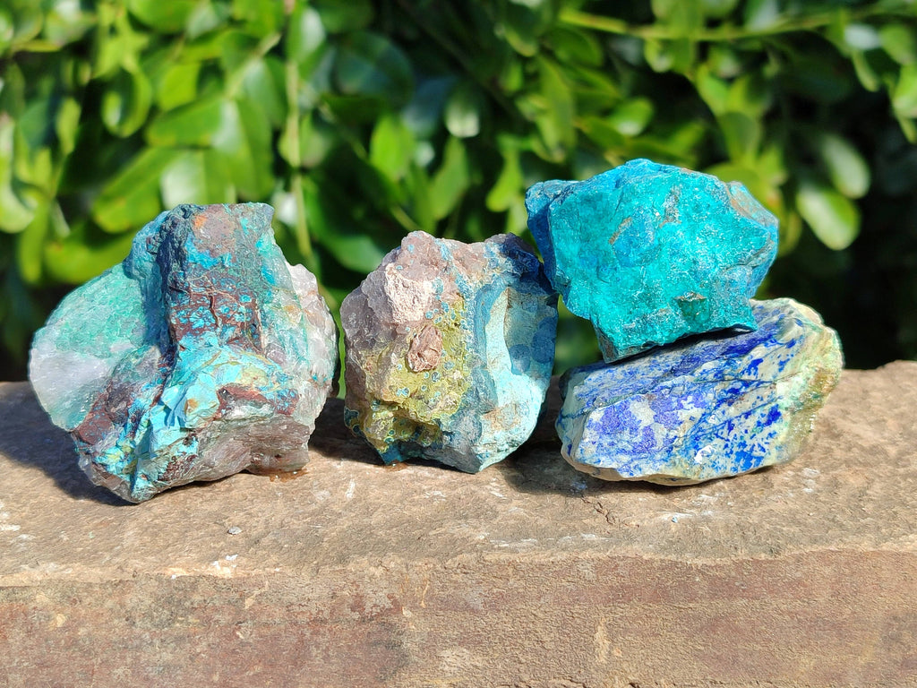 Natural Shattuckite with Azurite, Chrysocolla and Malachite Cobbed Pieces x 20 From Namibia - Toprock Gemstones and Minerals 