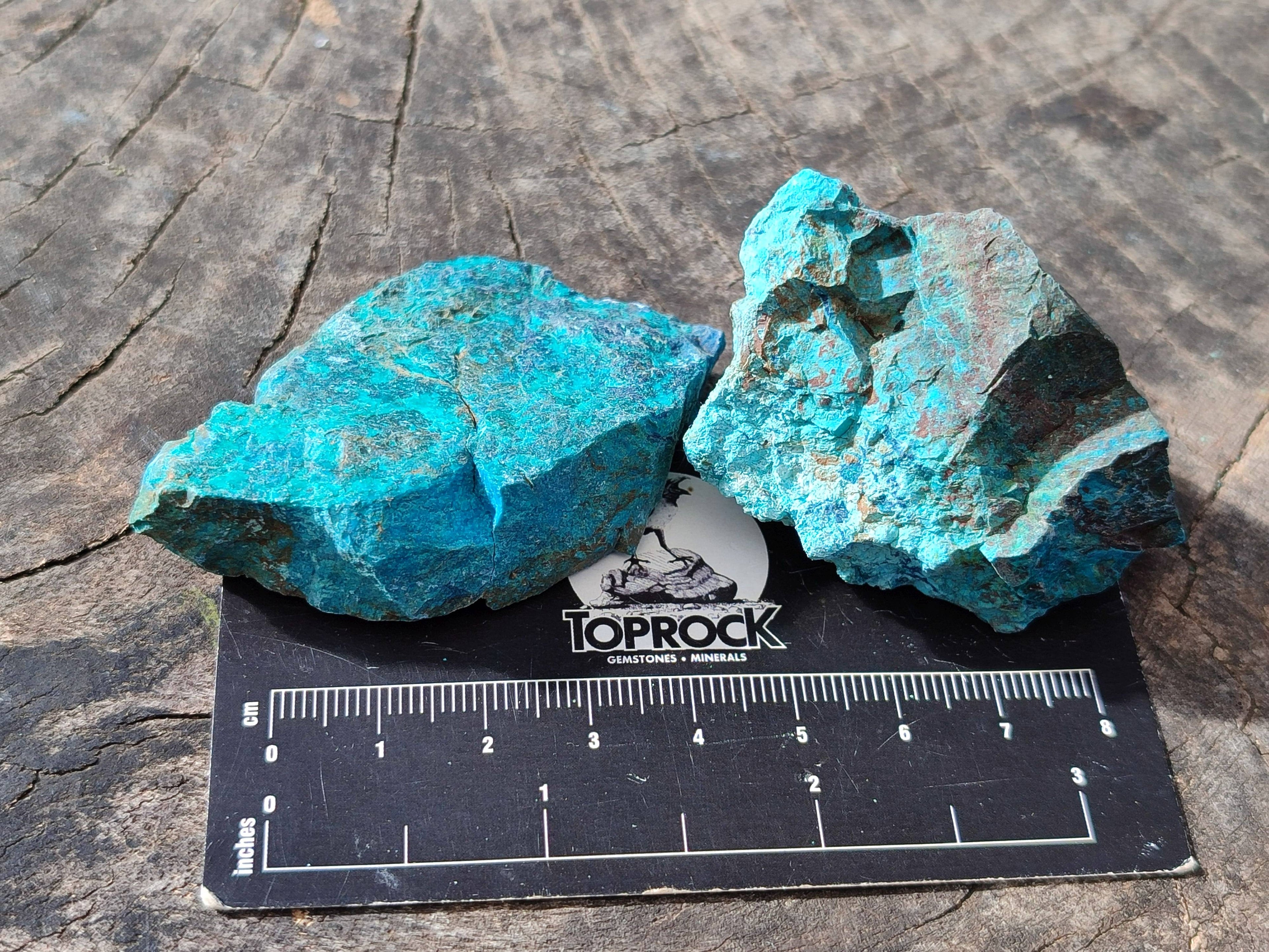 Natural Shattuckite with Azurite, Chrysocolla and Malachite Cobbed Pieces x 20 From Namibia - Toprock Gemstones and Minerals 