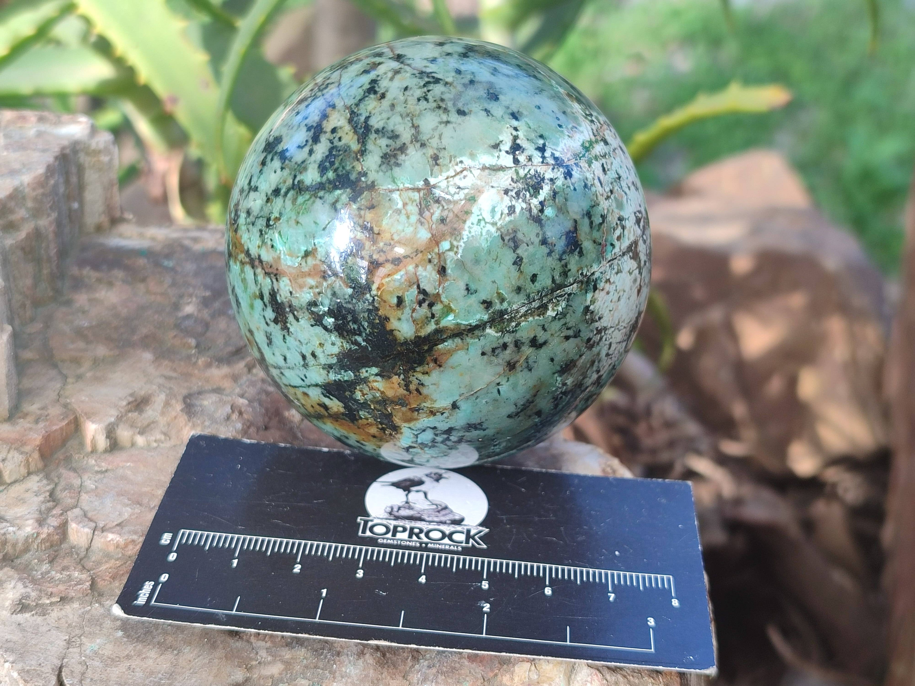 Polished Pair of Odd Balls, Banded Quartz and 'African Turquoise' Spheres x 2 From Southern Africa - Toprock Gemstones and Minerals 