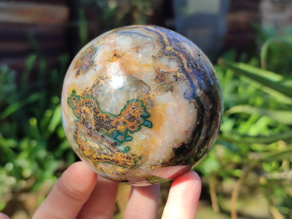 Polished Pair of Odd Balls, Banded Quartz and 'African Turquoise' Spheres x 2 From Southern Africa - Toprock Gemstones and Minerals 