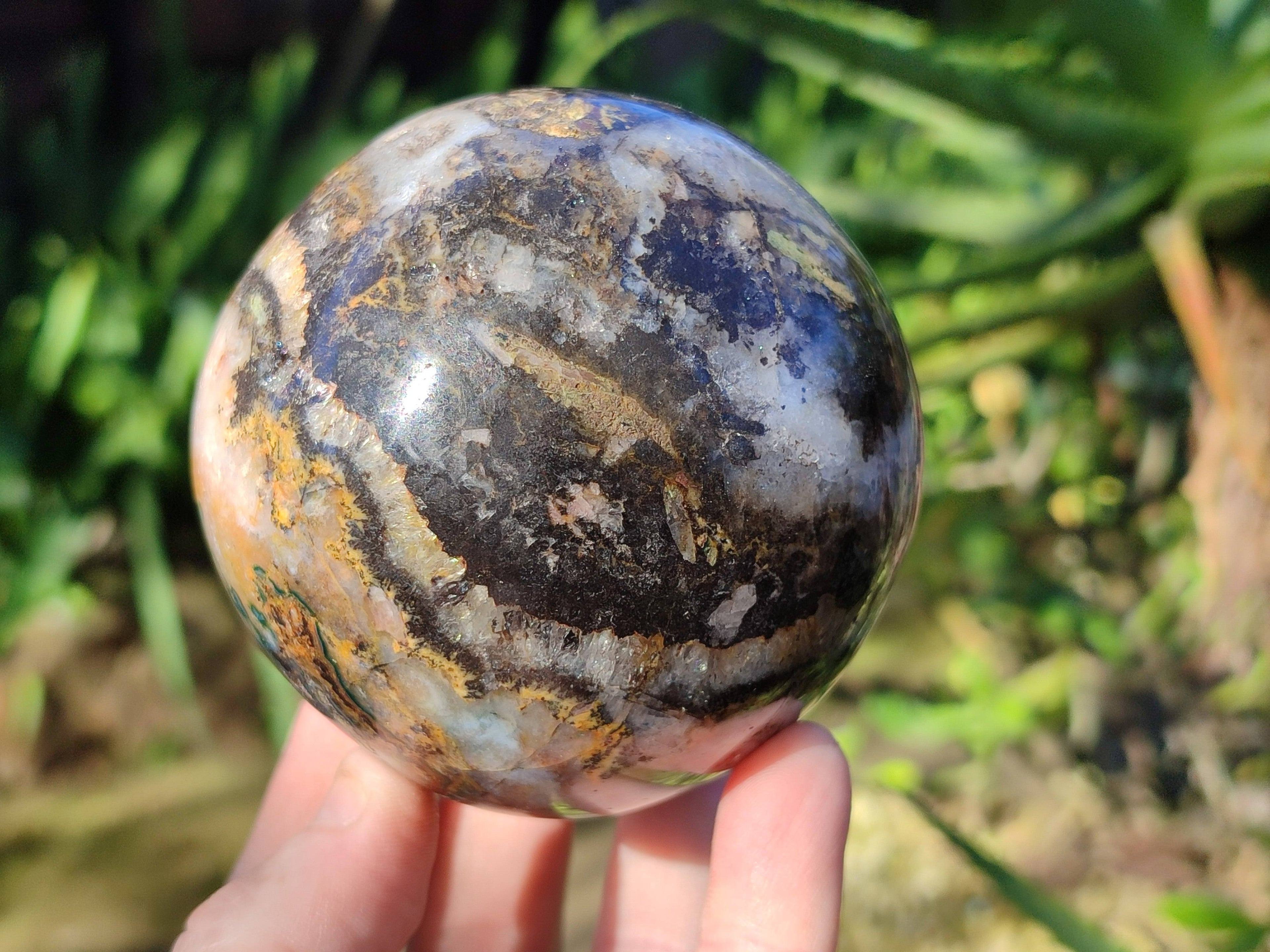 Polished Pair of Odd Balls, Banded Quartz and 'African Turquoise' Spheres x 2 From Southern Africa - Toprock Gemstones and Minerals 