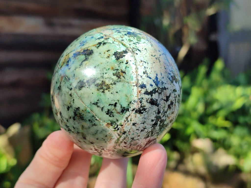 Polished Pair of Odd Balls, Banded Quartz and 'African Turquoise' Spheres x 2 From Southern Africa - Toprock Gemstones and Minerals 