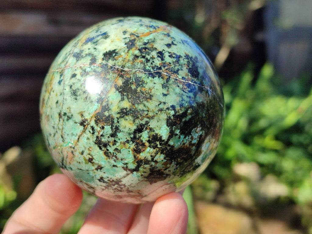 Polished Pair of Odd Balls, Banded Quartz and 'African Turquoise' Spheres x 2 From Southern Africa - Toprock Gemstones and Minerals 