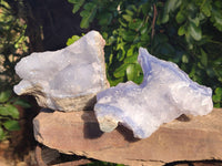 Natural Blue Lace Agate Geode Specimens x 5 From Nsanje, Malawi