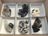 Natural Schorl Black Tourmaline, Smokey Quartz with some Hyalite Opal x 6 From Erongo, Namibia