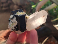 Natural Schorl Black Tourmaline, Smokey Quartz with some Hyalite Opal x 6 From Erongo, Namibia