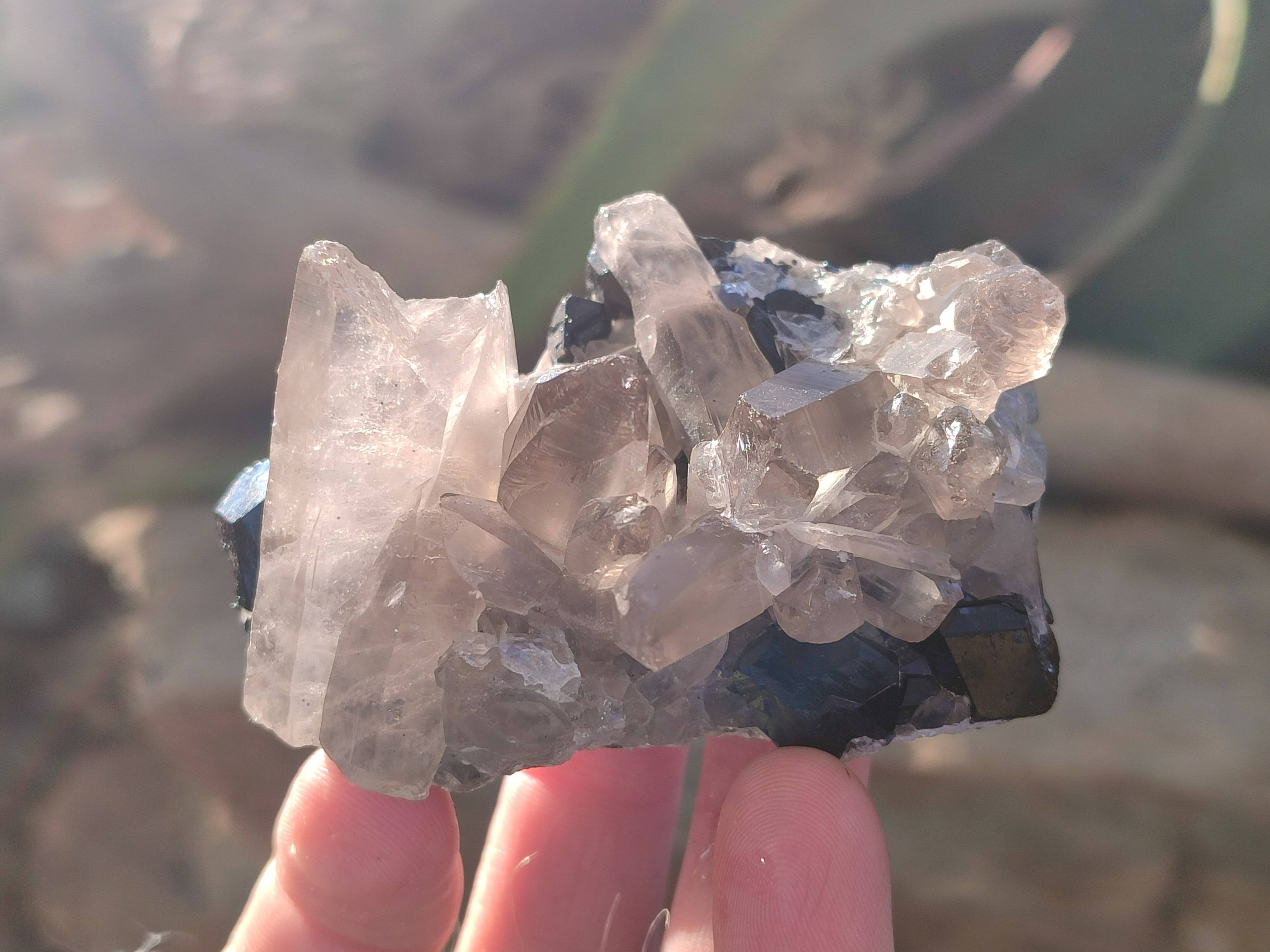 Natural Schorl Black Tourmaline, Smokey Quartz with some Hyalite Opal x 6 From Erongo, Namibia - Toprock Gemstones and Minerals 