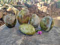 Polished Green Opal Standing Free Forms x 5 From Betroka, Madagascar - Toprock Gemstones and Minerals 