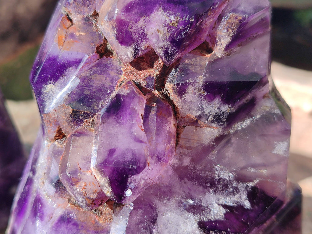 Polished Window Amethyst Crystals x 2 From Madagascar - Toprock Gemstones and Minerals 
