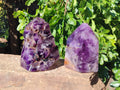 Polished Window Amethyst Crystals x 2 From Madagascar - Toprock Gemstones and Minerals 