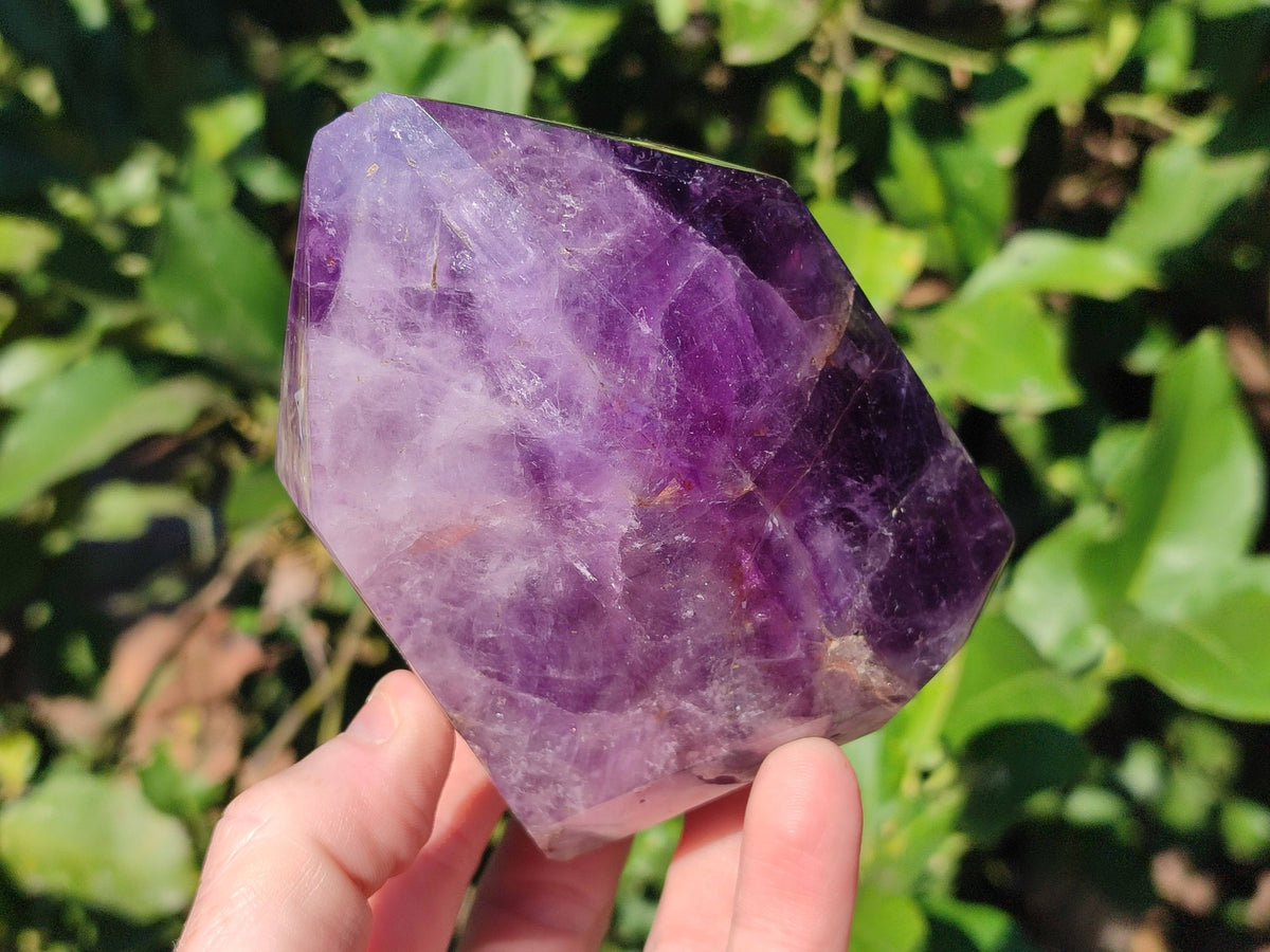Polished Window Amethyst Crystals x 2 From Madagascar - Toprock Gemstones and Minerals 
