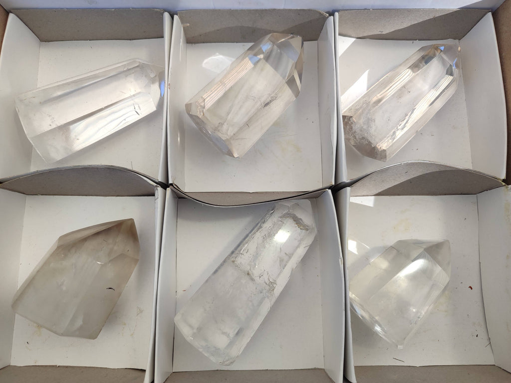 Polished Quartz Crystals x 6 From Madagascar - Toprock Gemstones and Minerals 