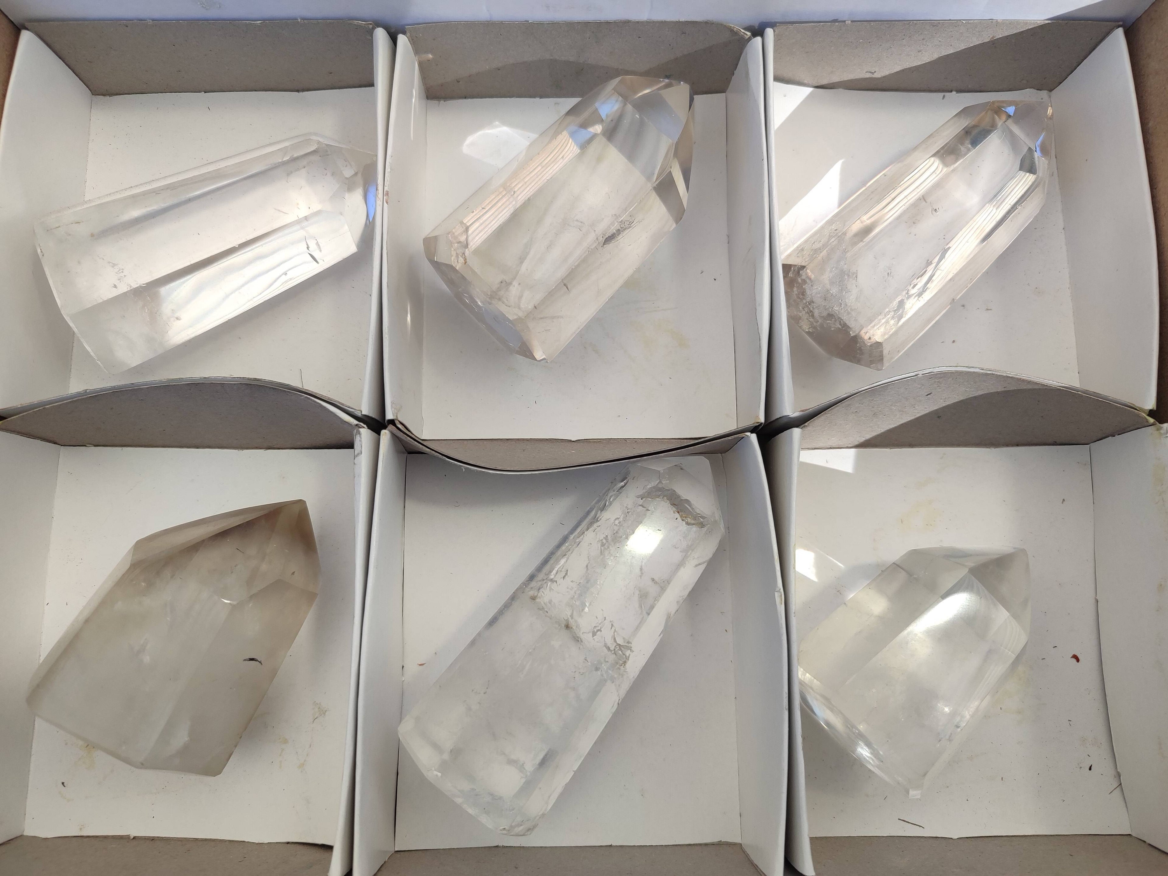 Polished Quartz Crystals x 6 From Madagascar - Toprock Gemstones and Minerals 