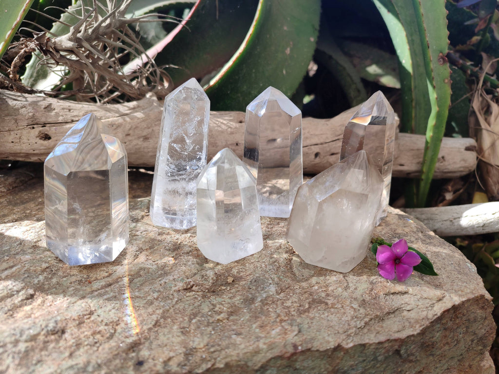 Polished Quartz Crystals x 6 From Madagascar - Toprock Gemstones and Minerals 