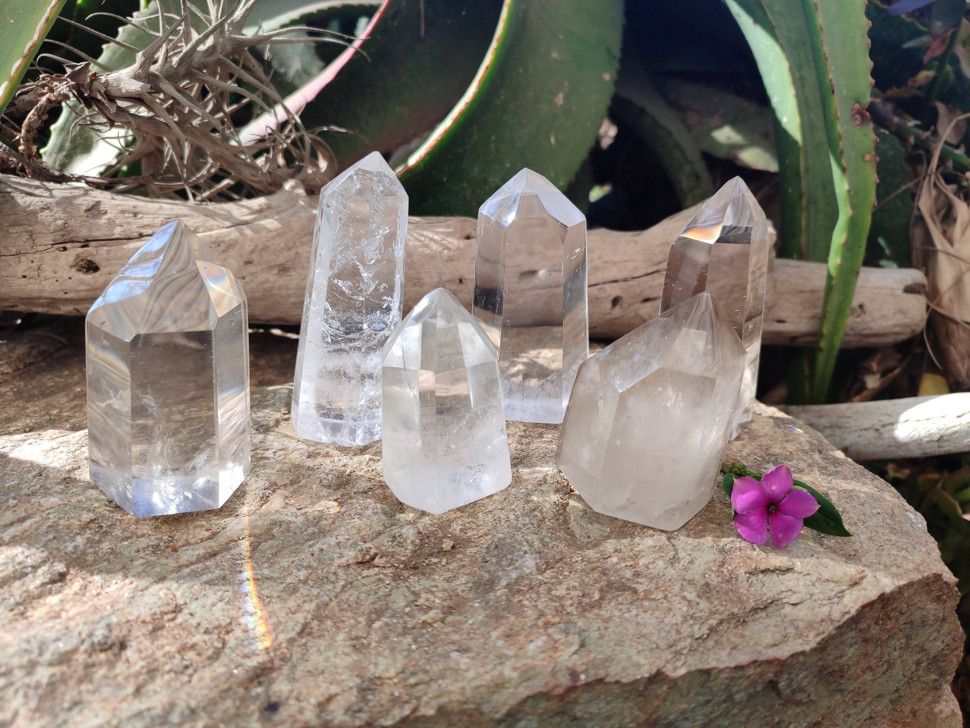 Polished Quartz Crystals x 6 From Madagascar - Toprock Gemstones and Minerals 