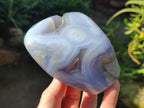 Polished Blue Lace Agate Standing Free Forms x 2 From Nsanje, Malawi - Toprock Gemstones and Minerals 