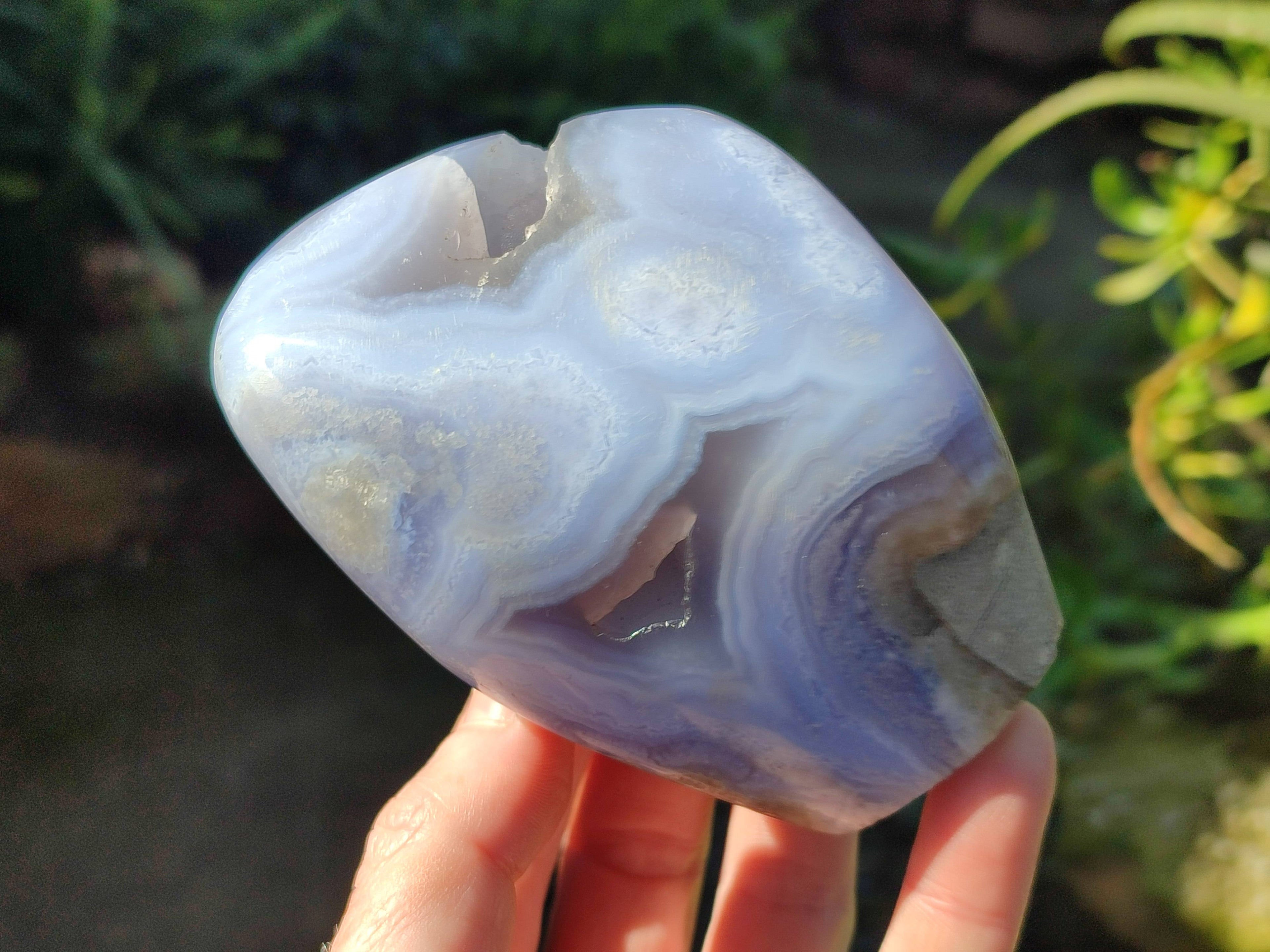 Polished Blue Lace Agate Standing Free Forms x 2 From Nsanje, Malawi - Toprock Gemstones and Minerals 