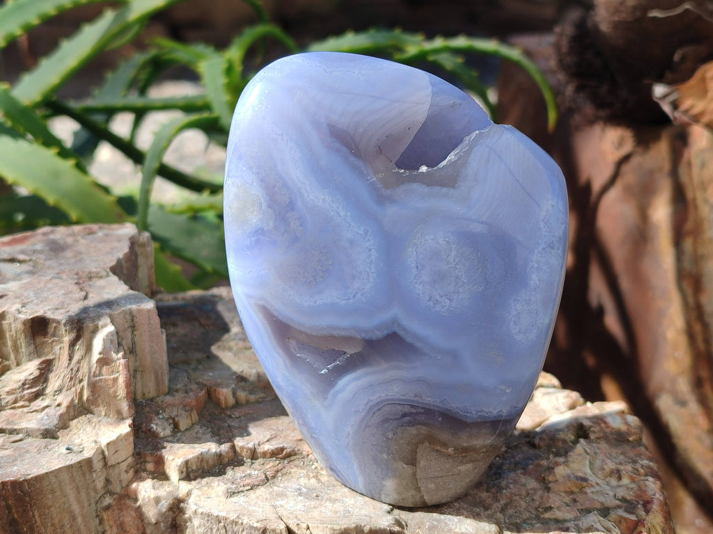 Polished Blue Lace Agate Standing Free Forms x 2 From Nsanje, Malawi - Toprock Gemstones and Minerals 
