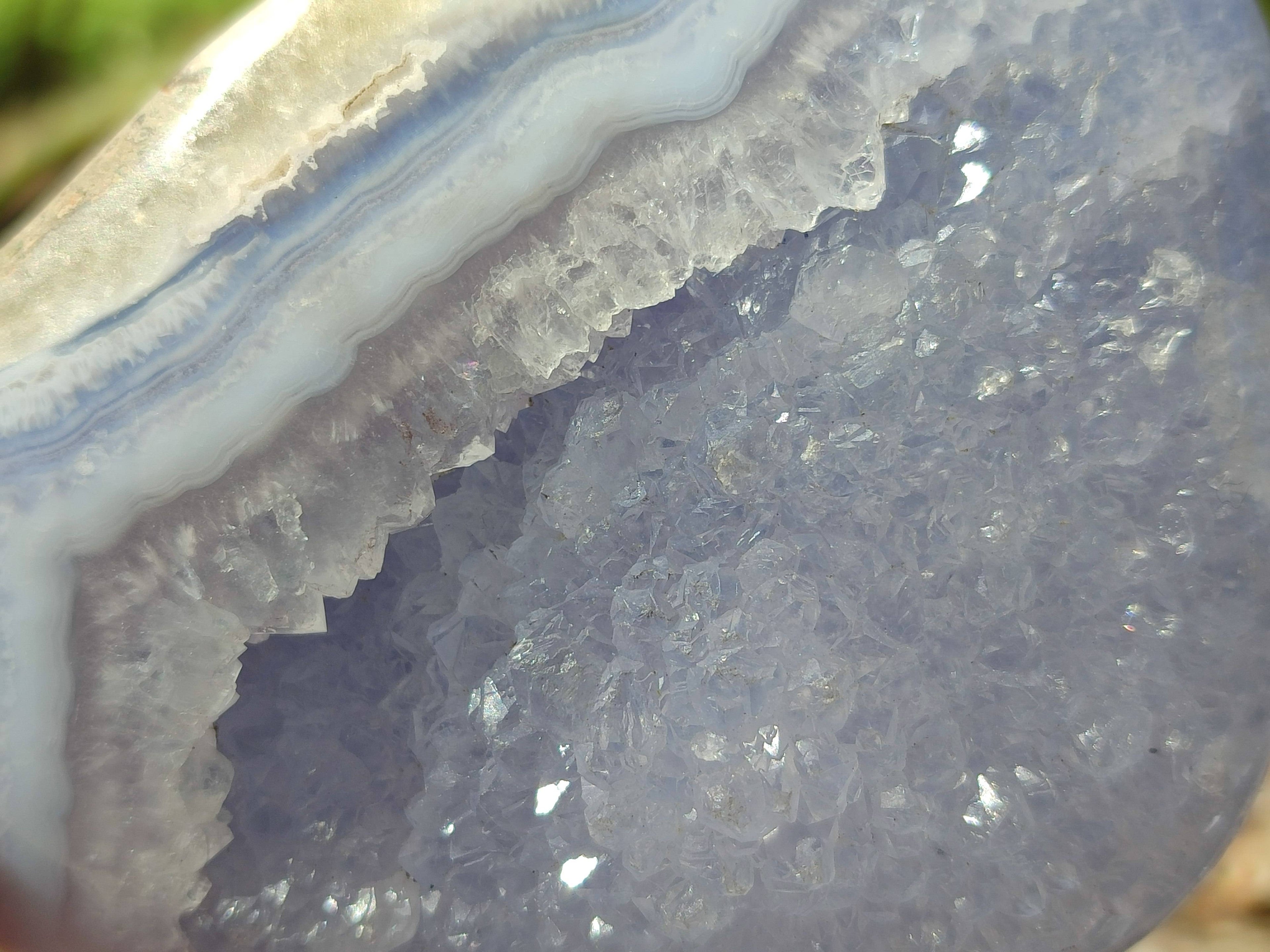 Polished Blue Lace Agate Standing Free Forms x 2 From Nsanje, Malawi - Toprock Gemstones and Minerals 