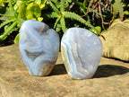 Polished Blue Lace Agate Standing Free Forms x 2 From Nsanje, Malawi - Toprock Gemstones and Minerals 