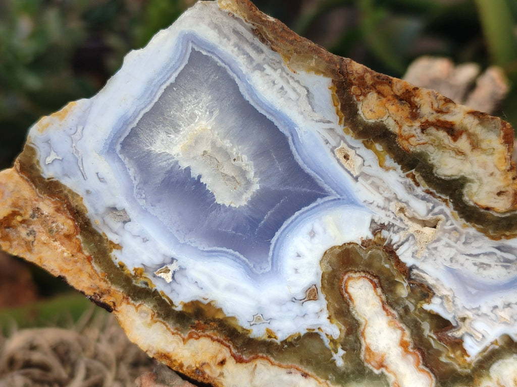 Polished On One Side 'Crazy Lace' Blue Lace Agate x 3 From Namibia - Toprock Gemstones and Minerals 