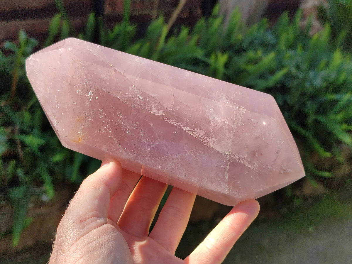 Polished Double Terminated Rose Quartz Points x 2 From Madagascar - Toprock Gemstones and Minerals 