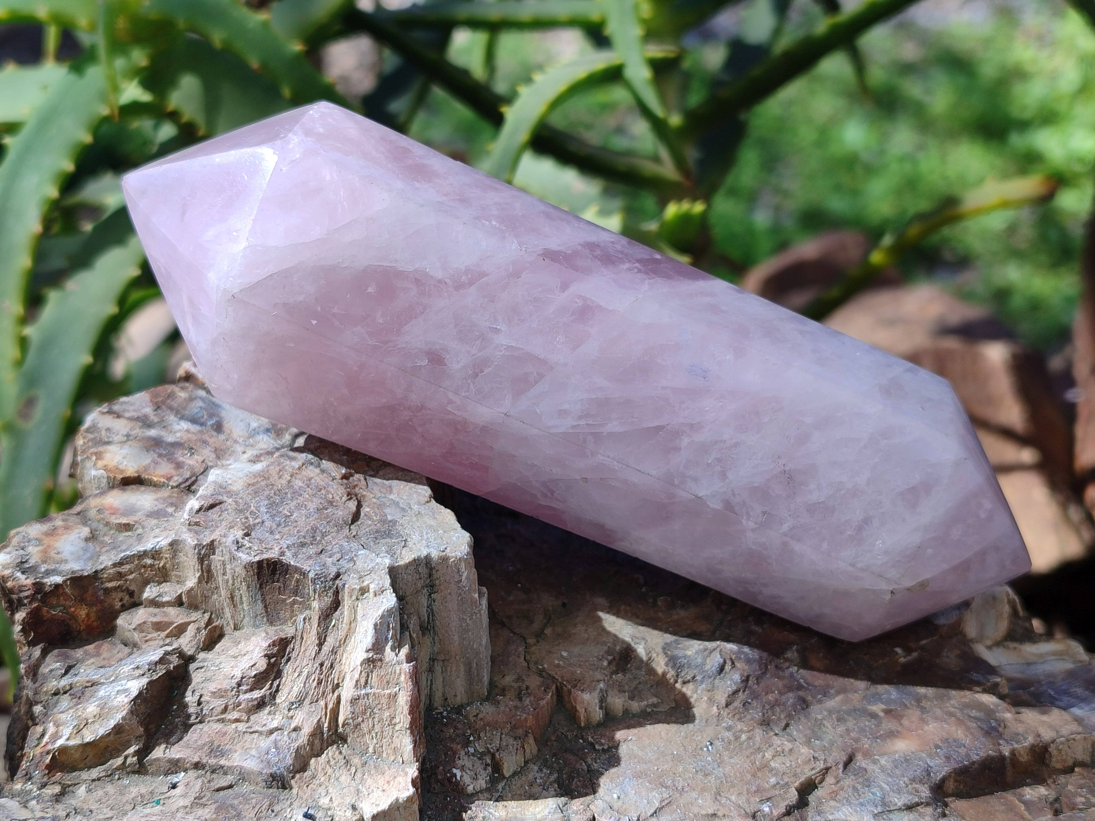 Polished Double Terminated Rose Quartz Points x 2 From Madagascar - Toprock Gemstones and Minerals 