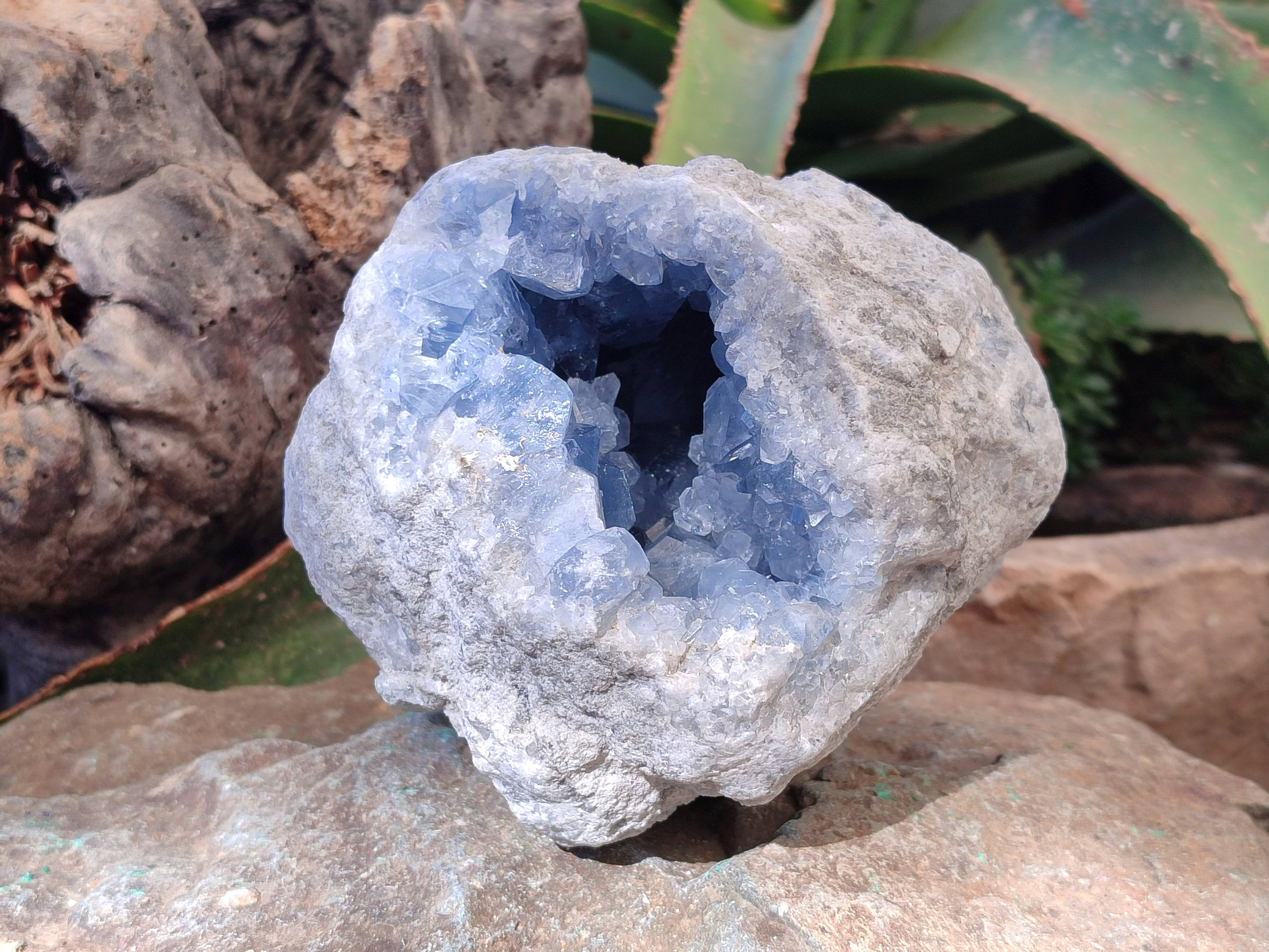Natural Blue Celestite Geode Specimen x 1 From Sakoany, Madagascar - Toprock Gemstones and Minerals 