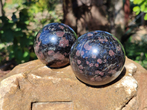 Polished Iolite Spheres x 2 From Ambatofinandrahana, Madagascar