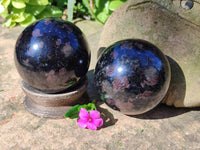 Polished Iolite Spheres x 2 From Ambatofinandrahana, Madagascar
