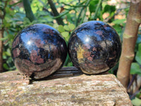 Polished Iolite Spheres x 2 From Ambatofinandrahana, Madagascar