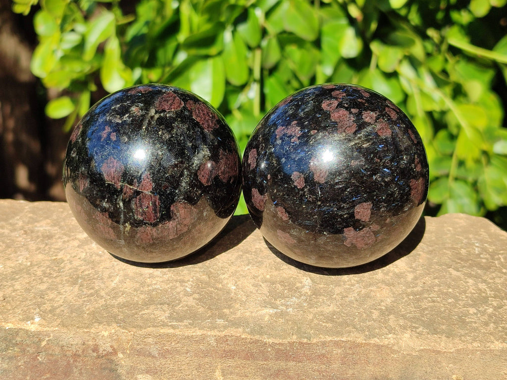 Polished Iolite Spheres x 2 From Ambatofinandrahana, Madagascar - Toprock Gemstones and Minerals 