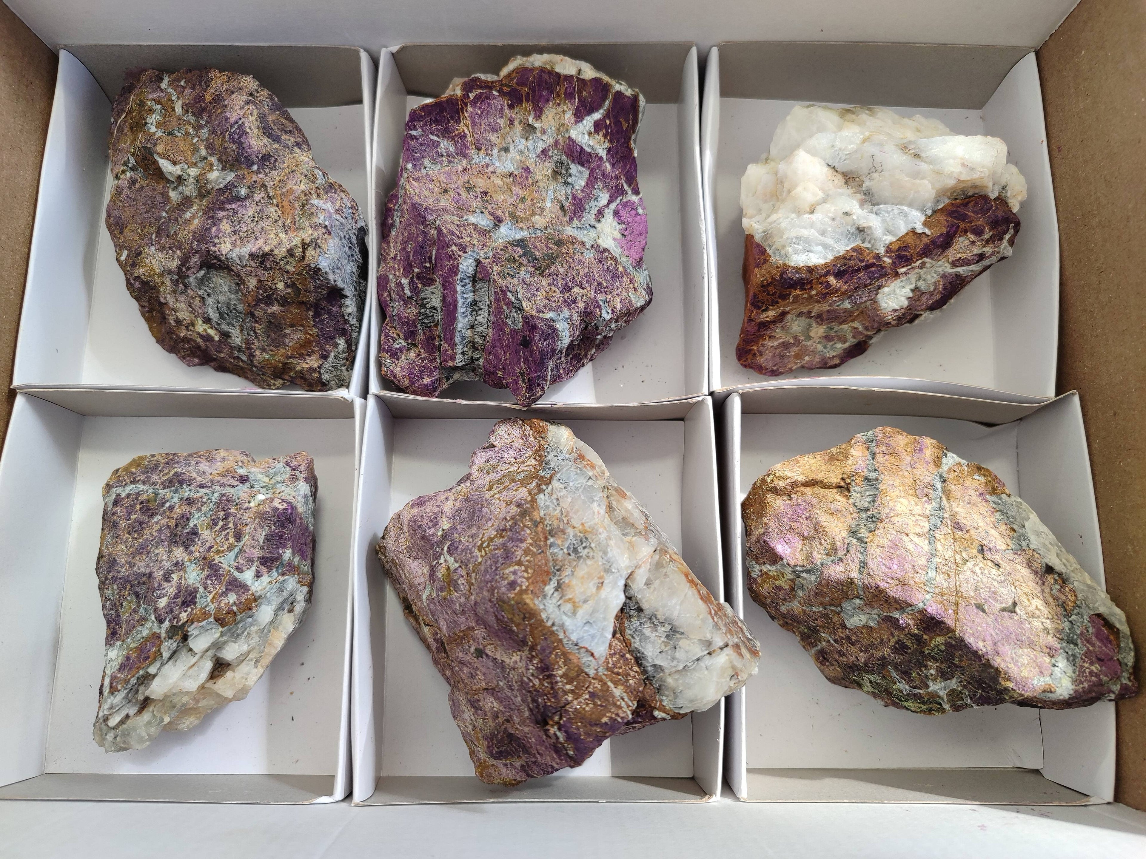 Natural Metallic Purpurite Cobbed Specimens x 6 From Erongo, Namibia - Toprock Gemstones and Minerals 