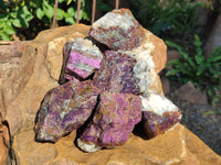 Natural Metallic Purpurite Cobbed Specimens x 6 From Erongo, Namibia