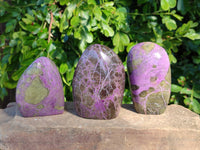 Polished Stichtite Standing Free Forms x 3 From Barberton, South Africa
