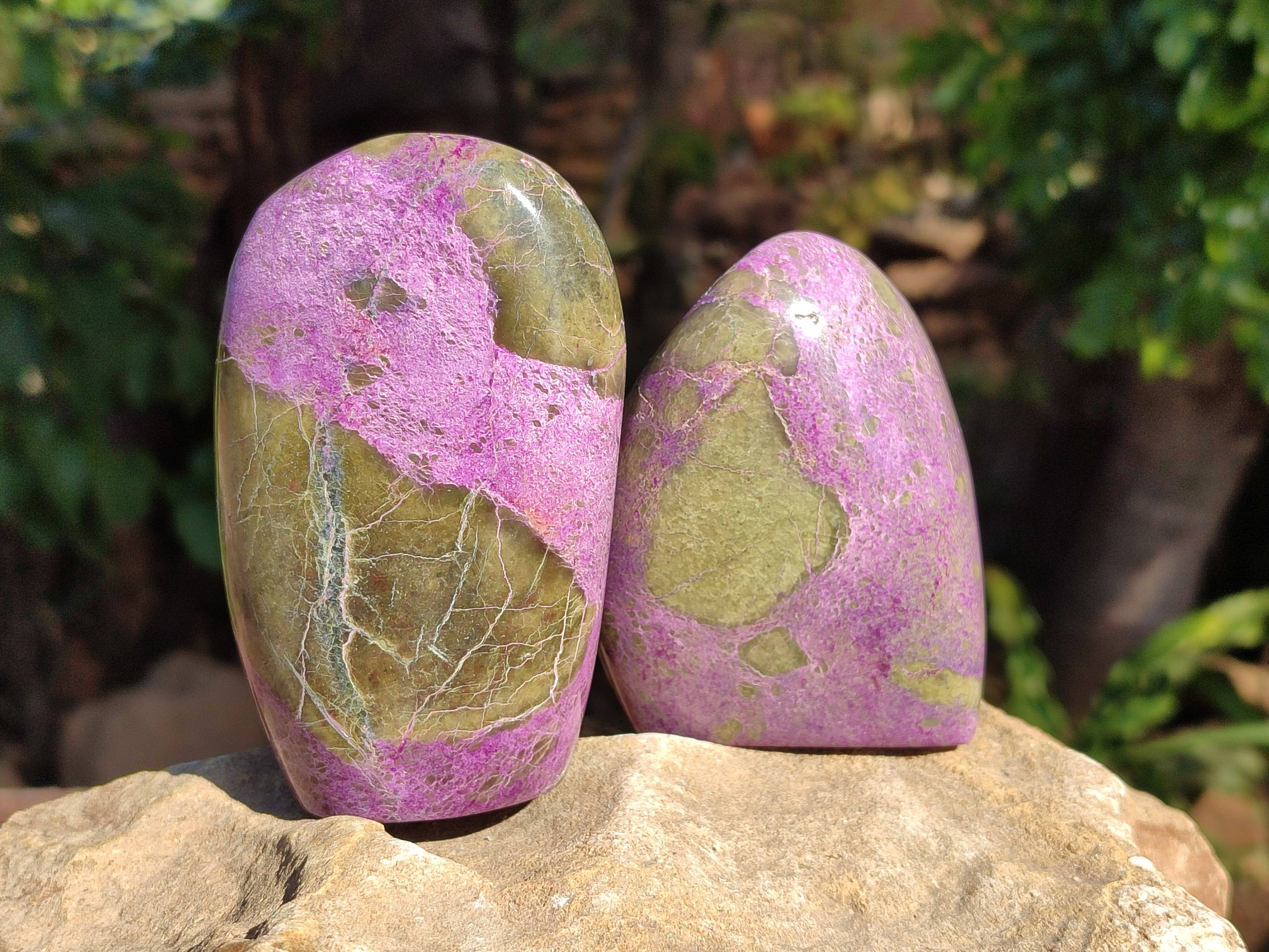 Polished Stichtite Standing Free Forms x 3 From Barberton, South Africa - Toprock Gemstones and Minerals 