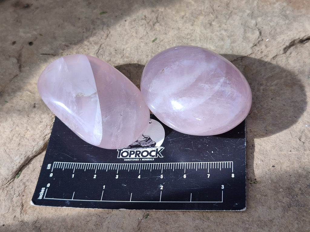 Polished Rose Quartz Palm Stones x 20 Madagascar - Toprock Gemstones and Minerals 