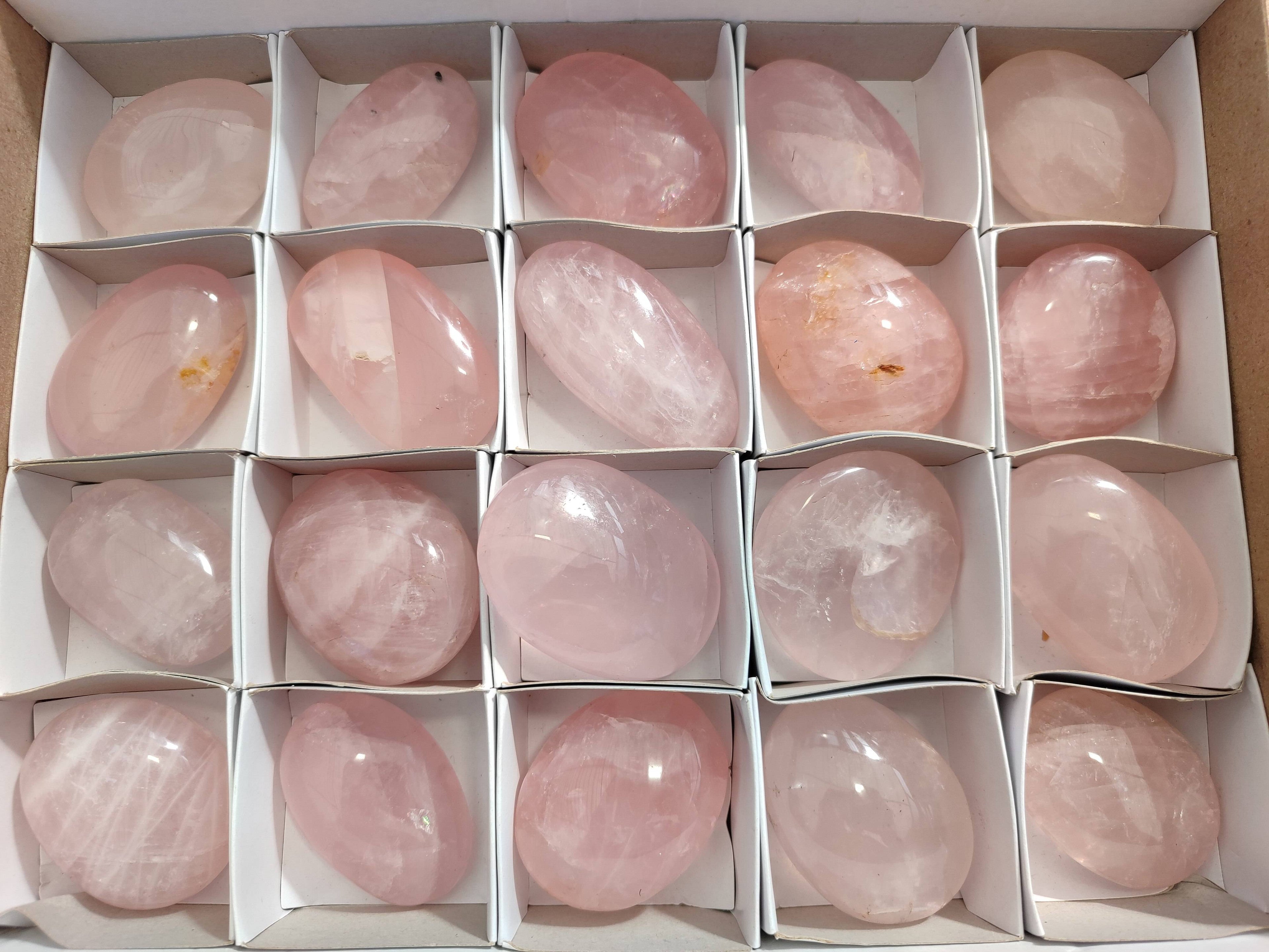 Polished Rose Quartz Palm Stones x 20 Madagascar - Toprock Gemstones and Minerals 